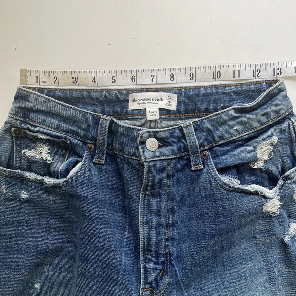 Abercrombie & Fitch Curve Love Mom High Rise Distressed Jeans 27/ 4 Regular - Picture 15 of 15